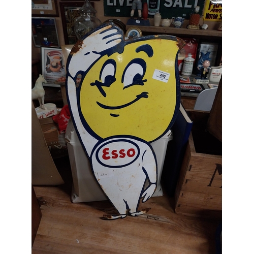 480 - Esso Man enamel advertising sign. {51 cm H x 25 cm W}.