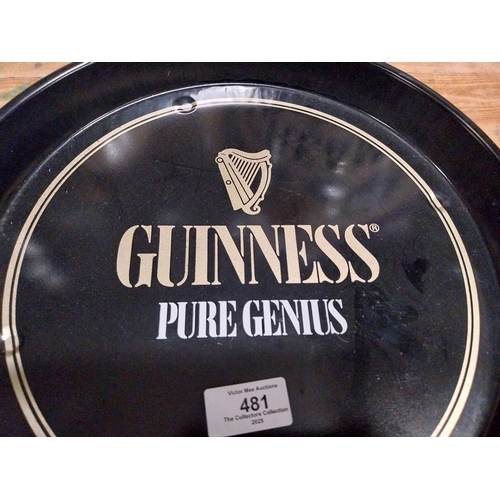 481 - Guinness tin plate drink�s tray. {3 cm H x 30 cm Dia.}. cm W}.