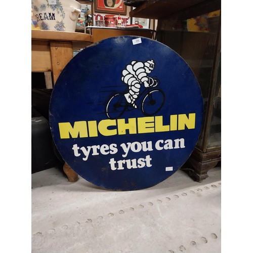 488 - Michelin Tyres you can trust enamel advertising sign. {76 cm Dia.}.