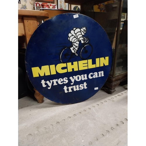 488 - Michelin Tyres you can trust enamel advertising sign. {76 cm Dia.}.