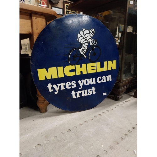 488 - Michelin Tyres you can trust enamel advertising sign. {76 cm Dia.}.