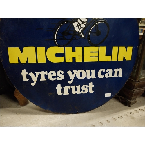 488 - Michelin Tyres you can trust enamel advertising sign. {76 cm Dia.}.