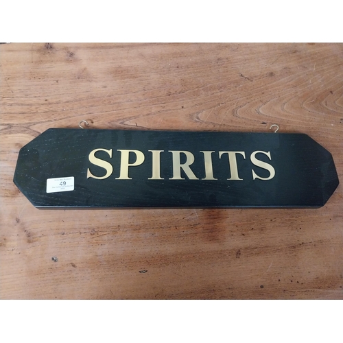 49 - Spirits and Chile wooden hanging advertising sign. {13 cm H x 50 cm W}.