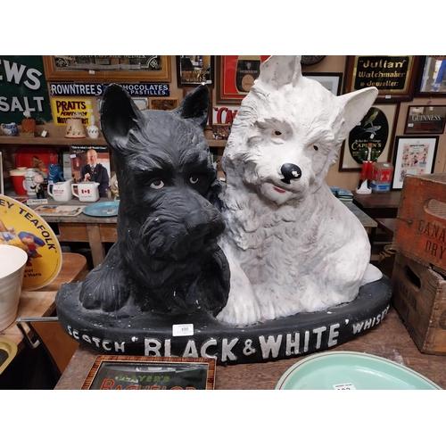 490 - Very rare Black and White whiskey composition advertising window display models of Scottie Dogs. {56... 