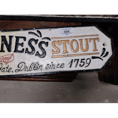 496 - Extra Guinness Stout cast iron advertising sign. {11 cm H x 56 cm W}.