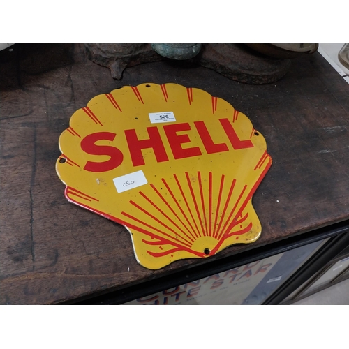 506 - Shell enamel advertising sign. {30 cm H x 30 cm W}.