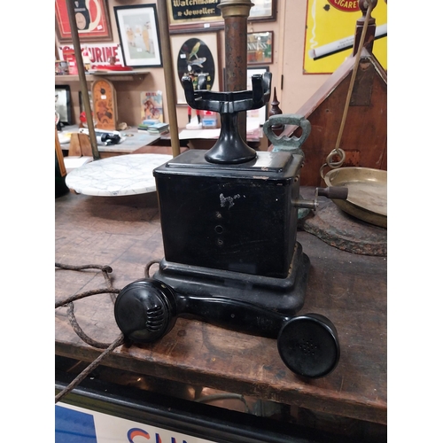 507 - Early 20th C. telephone {29 cm H x 26 cm W x 15 cm D}.