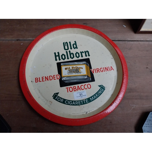 51 - Old Holborn Blended Virginia Tobacco tin plate drinks tray. {33 cm Diam.}.