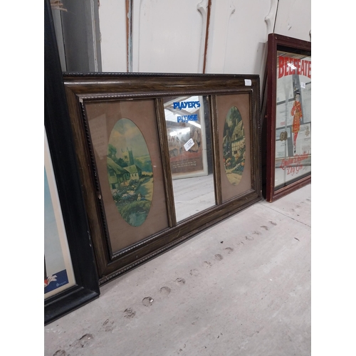 512 - Player's Please framed advertising mirror. {47 cm H  x 74 cm W}.