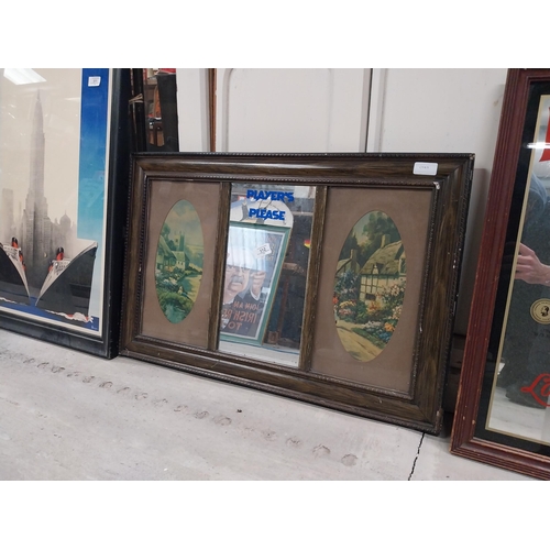 512 - Player's Please framed advertising mirror. {47 cm H  x 74 cm W}.