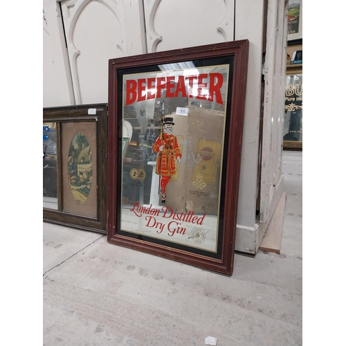 513 - Framed Beefeater London Dry Gin advertising mirror. {64 cm H x 36 cm W}.