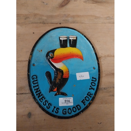 514 - Guinness is Good for you cast iron advertising sign. {28 cm H x 22 cm W}.