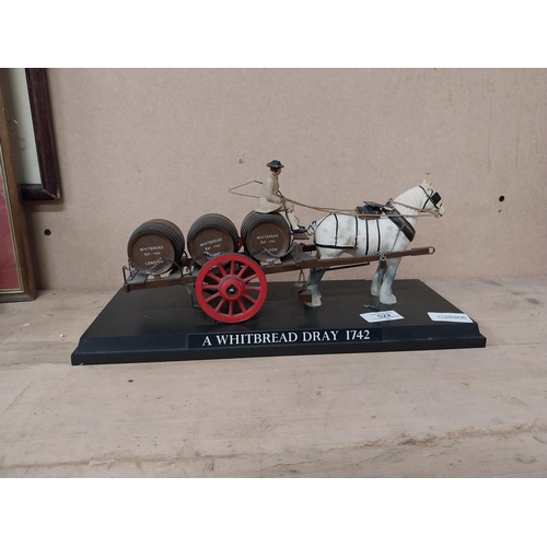 522 - Whitbreds Dray Horse and Cart advertising figure. {18 cm H x 27 cm W x 15 cm D}.