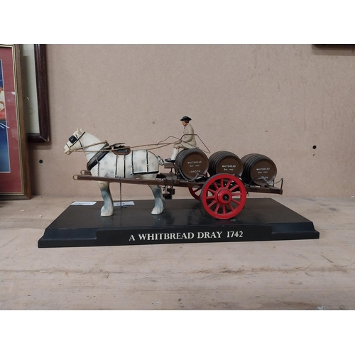 522 - Whitbreds Dray Horse and Cart advertising figure. {18 cm H x 27 cm W x 15 cm D}.