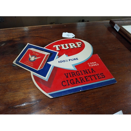 525 - Turf Cork Tipped Cigarettes cardboard shelf showcard. {24 cm H x 29 cm W}.