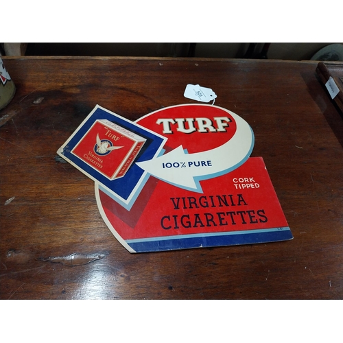 525 - Turf Cork Tipped Cigarettes cardboard shelf showcard. {24 cm H x 29 cm W}.