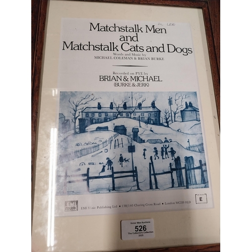 526 - Matchstalk Men and Matchstalk Cats and Dogs framed print. {43 cm H x 33 cm W}.