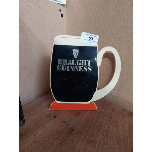 53 - Guinness Half Pint Perspex counter top advertising sign. {17 cm h x 17 cm W x 5 cm D}