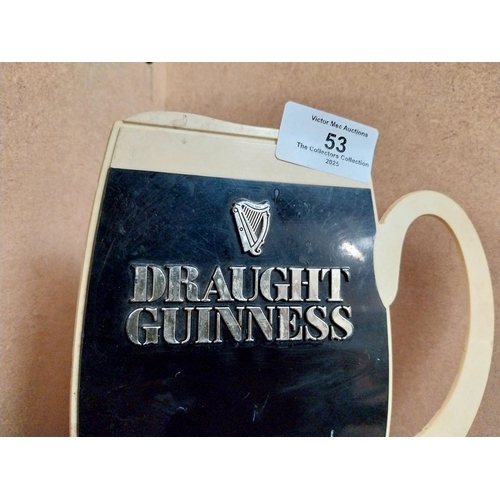 53 - Guinness Half Pint Perspex counter top advertising sign. {17 cm h x 17 cm W x 5 cm D}