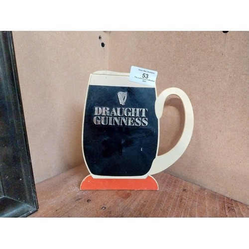 53 - Guinness Half Pint Perspex counter top advertising sign. {17 cm h x 17 cm W x 5 cm D}