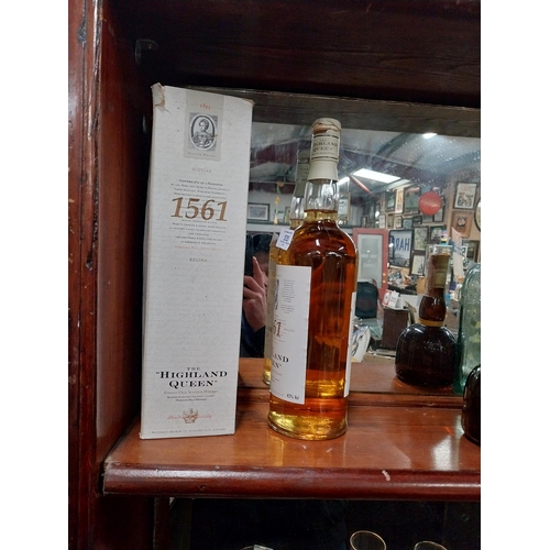 535 - Cased bottle of 1561 The Highland Queen Scotch Whiskey. {33 cm H x 9 cm Dia.}.