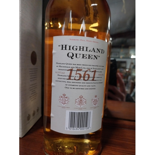 535 - Cased bottle of 1561 The Highland Queen Scotch Whiskey. {33 cm H x 9 cm Dia.}.