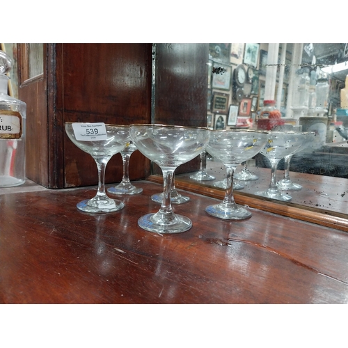 539 - Collection of five Babycham glasses. {11 cm H  x 8 cm Dia}.