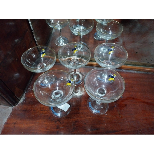 539 - Collection of five Babycham glasses. {11 cm H  x 8 cm Dia}.