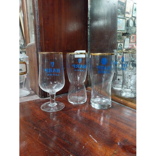 542 - Three Harp glasses. {15 cm H x 7 cm Dia.}.