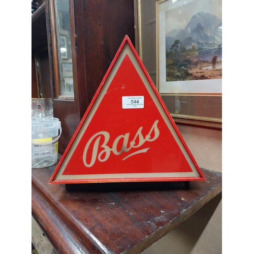 544 - 1970's Bass perspex light up counter font. {28 cm H x 30 cm W x 12 cm D}.