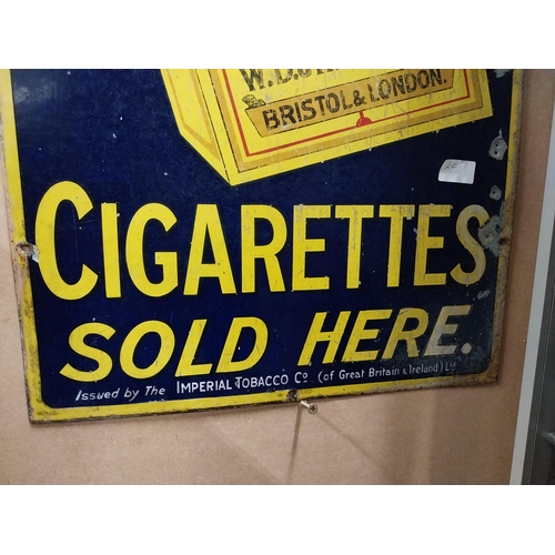 546 - Wills's Gold Flake Cigarettes Sold Here enamel advertising sign. {90 cm H x 45 cm W}.