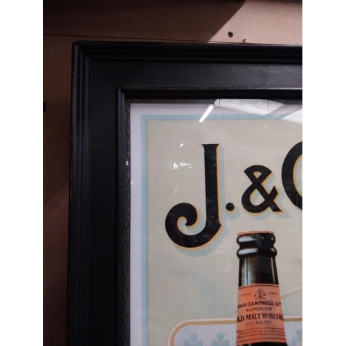 547 - J and G Campbell Ltd Dublin Pure Pot Still whiskey framed advertising print. {80 cm H x 75 cm W}.