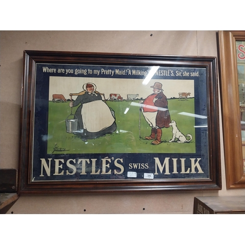 548 - Nestle Swiss Milk framed advertising showcard {57 cm H x 77 cm W}.