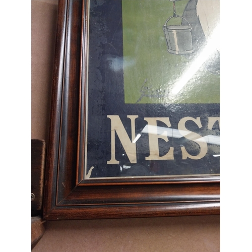 548 - Nestle Swiss Milk framed advertising showcard {57 cm H x 77 cm W}.