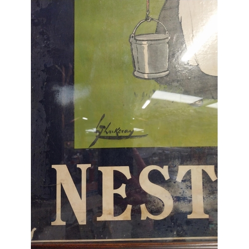 548 - Nestle Swiss Milk framed advertising showcard {57 cm H x 77 cm W}.