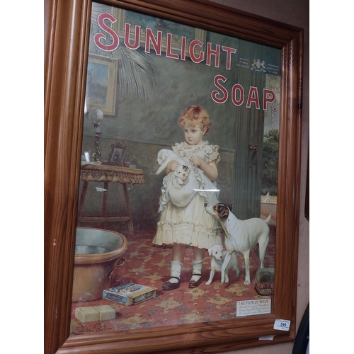 549 - Sunlight Soap framed advertising print. {70 cm H  x 50 cm W}.