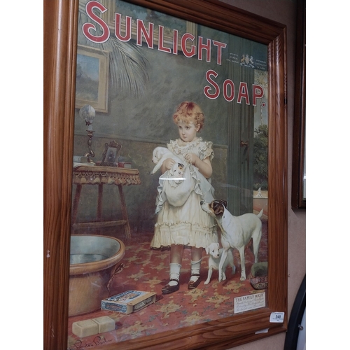 549 - Sunlight Soap framed advertising print. {70 cm H  x 50 cm W}.