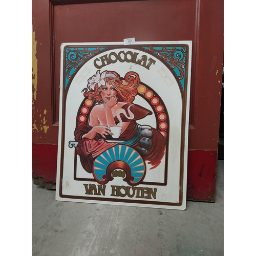 561 - Van Houten Chocolat cardboard advertising showcard. {56 cm x 46 cm W}.