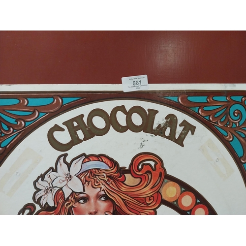 561 - Van Houten Chocolat cardboard advertising showcard. {56 cm x 46 cm W}.