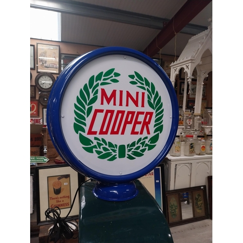 564 - Mini Cooper light up double sided sign. {45 cm Dia x 12 cm D}.