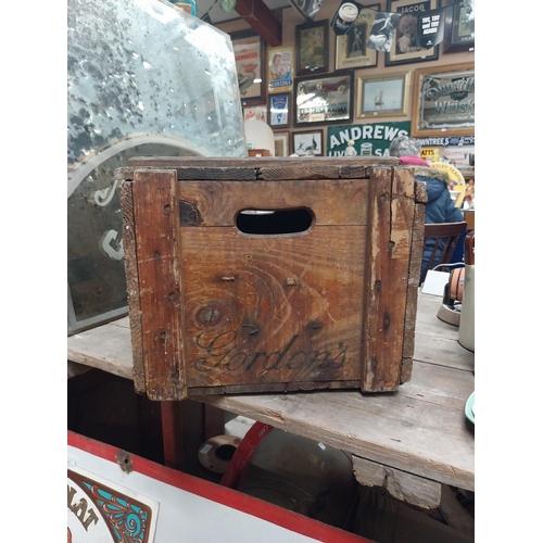 567 - Gordon's London Gin wooden advertising crate. {30 cm H x 41 cm W x 45 cm D}.