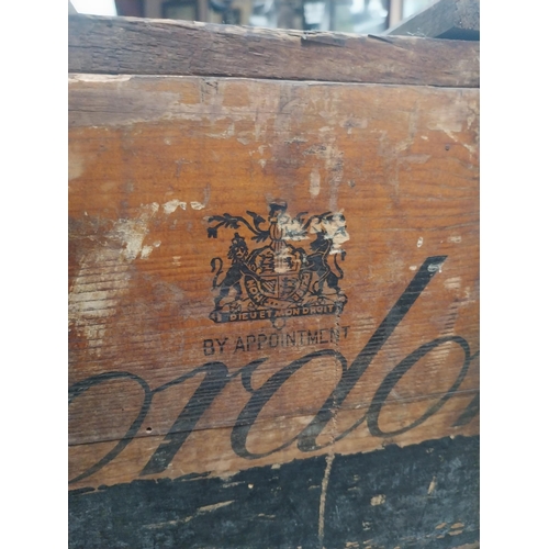 567 - Gordon's London Gin wooden advertising crate. {30 cm H x 41 cm W x 45 cm D}.