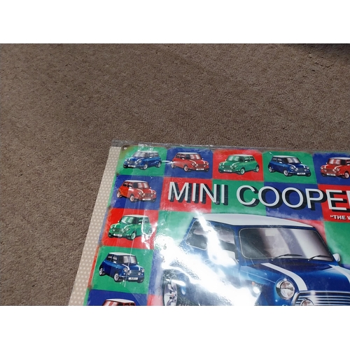 570A - Tin Plate Mini Cooper advertising sign. {20 cm H x 40 cm W}.