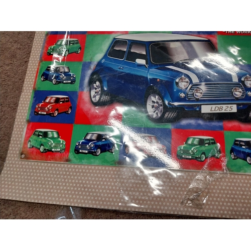 570A - Tin Plate Mini Cooper advertising sign. {20 cm H x 40 cm W}.