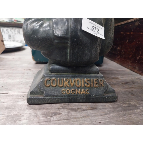 572 - Courvoisier Cognac Ruberoid advertising figure. {27 cm H x 16 cm W x 9 cm D}.