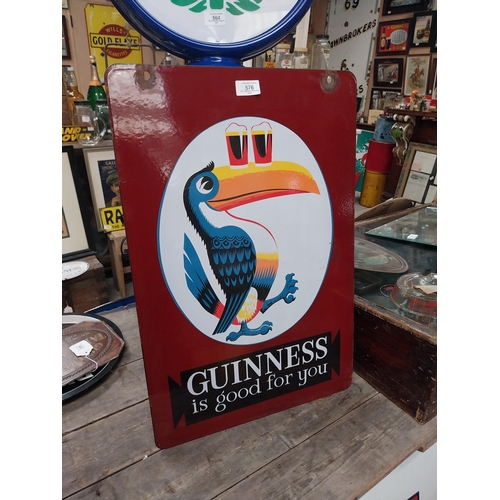 576 - Guinness Is Good For You double sided enamel advertising sign. {62 cm H x 40 cm W}.