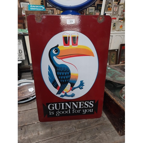 576 - Guinness Is Good For You double sided enamel advertising sign. {62 cm H x 40 cm W}.