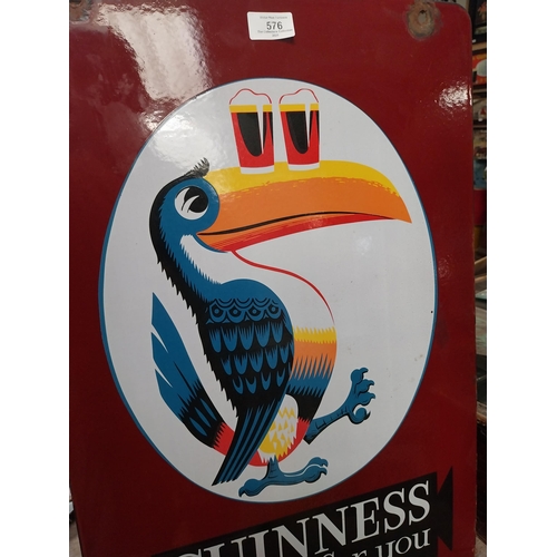 576 - Guinness Is Good For You double sided enamel advertising sign. {62 cm H x 40 cm W}.