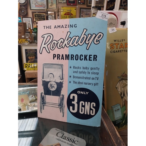 579 - The Amazing Rockabye Pramrocker cardboard showcard. {36 cm H x 35 cm W}.