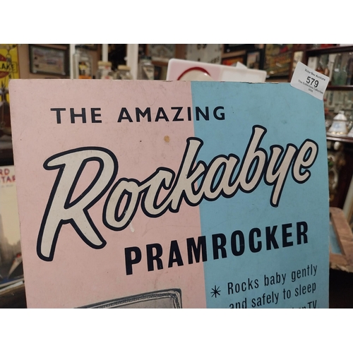 579 - The Amazing Rockabye Pramrocker cardboard showcard. {36 cm H x 35 cm W}.